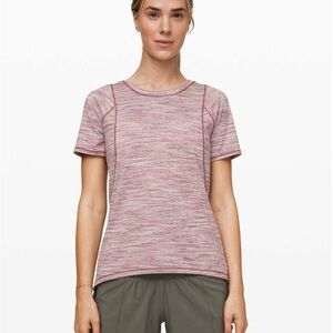 Lululemon Women's Heathered Pink Short Sleeve Top Size 6